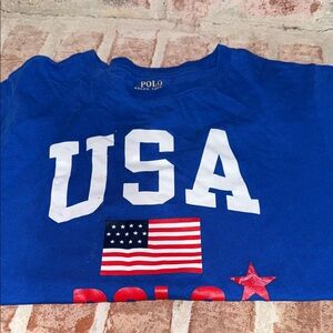 Kids Polo by Ralph Lauren Blue USA Flag Tee size  M 10-12